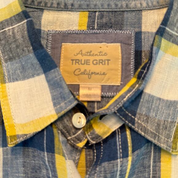 Authentic True Grit California Plaid Linen Shirt Size M - Picture 11 of 12
